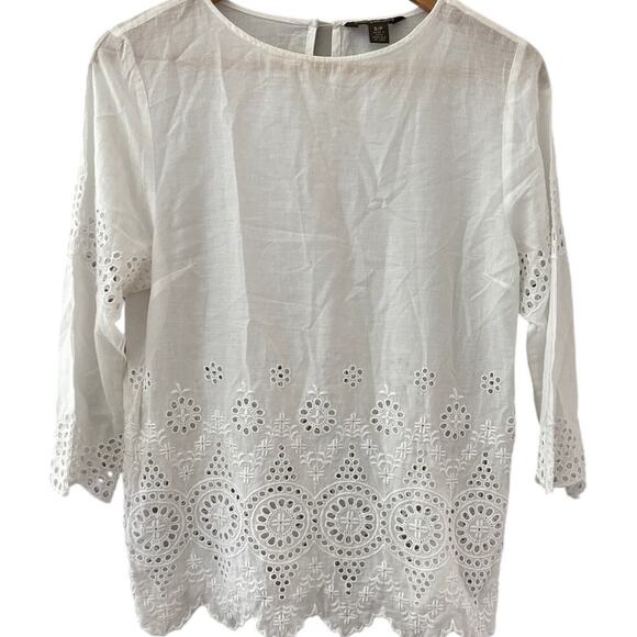 Tommy Bahama Crochet Eyelet Cercle‎ Eyelet Tunic Top White Size Small - Picture 3 of 9